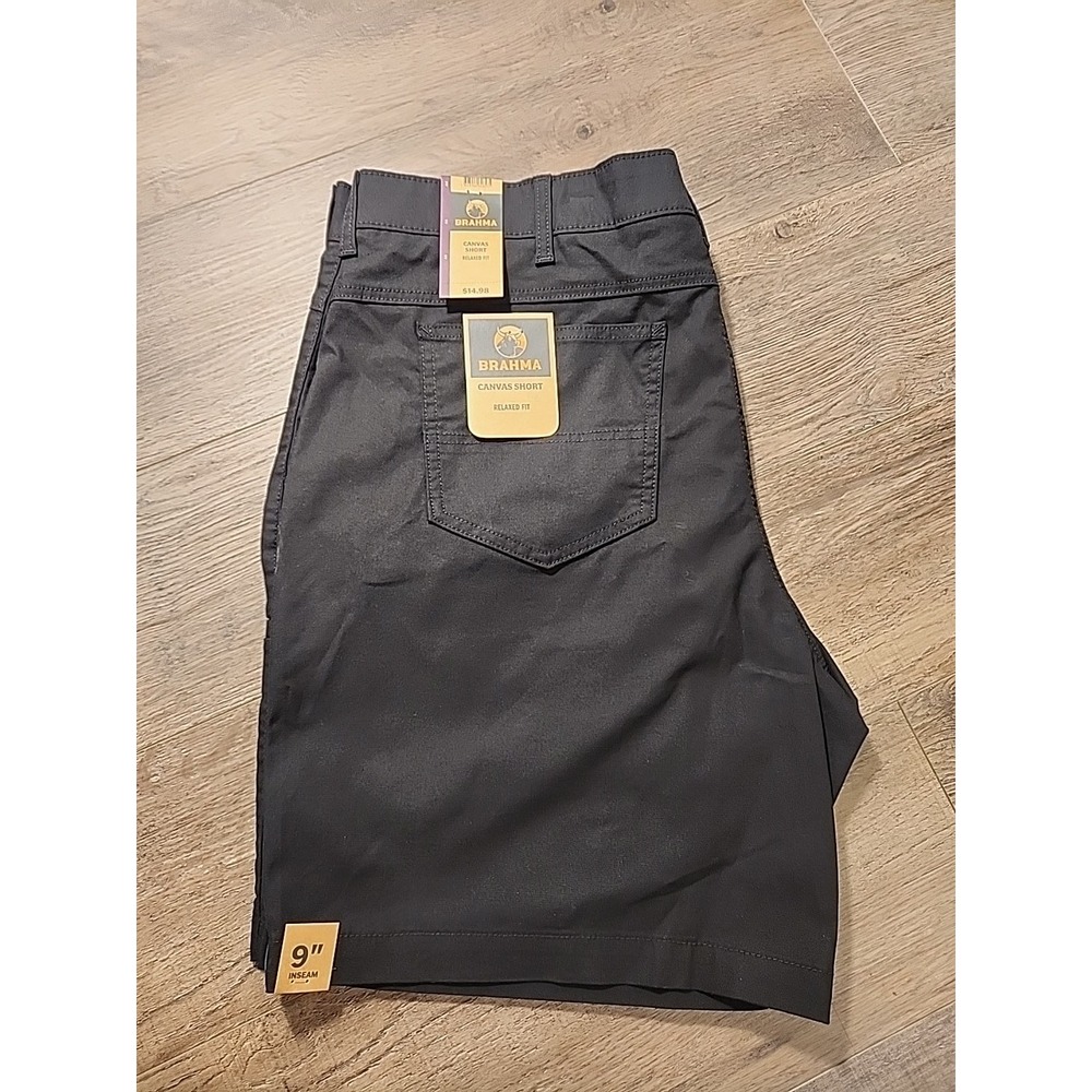 Brahma Men's Canvas Shorts, 9" Inseam, Black, Size 44